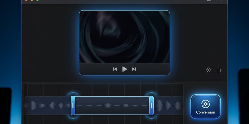Gifski Mac app interface showing a video filmstrip with trim handles and a simple conversion button in a dark UI