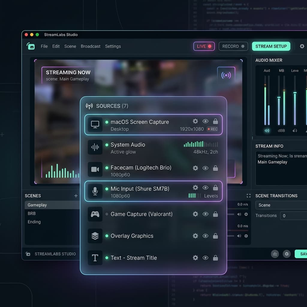 OBS Studio Setup and Sources Panel