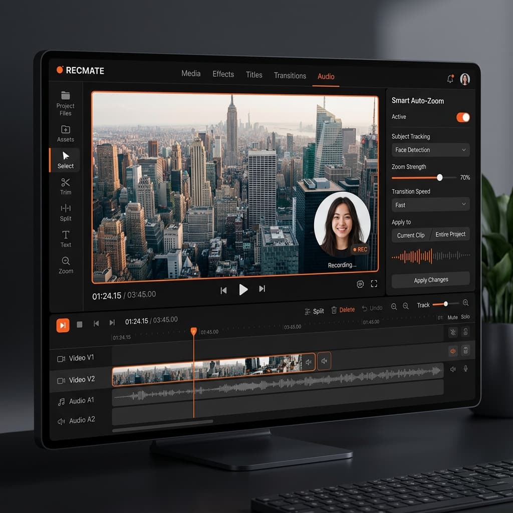 Screenify Studio with Auto-Zoom and Dark Theme