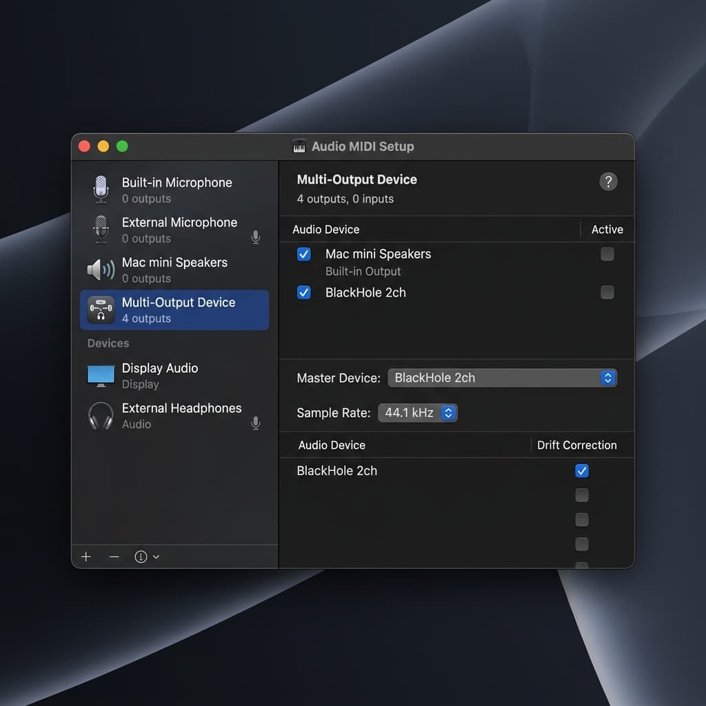 macOS Audio MIDI Setup Multi-Output Device