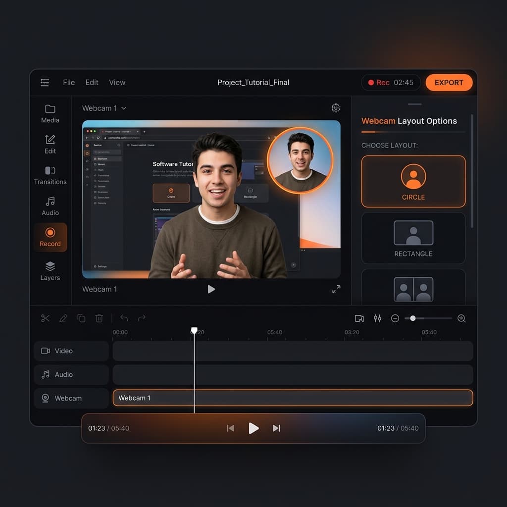 Screenify Studio webcam layout options
