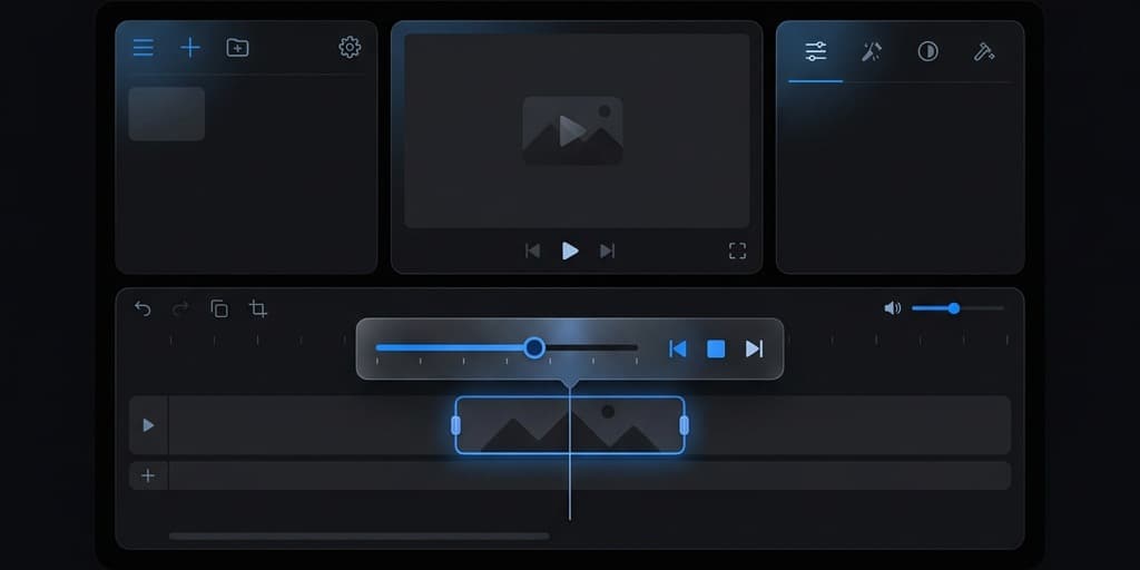 Screenify Studio editor timeline showing a selected clip with a sleek speed multiplier slider visible in the toolbar