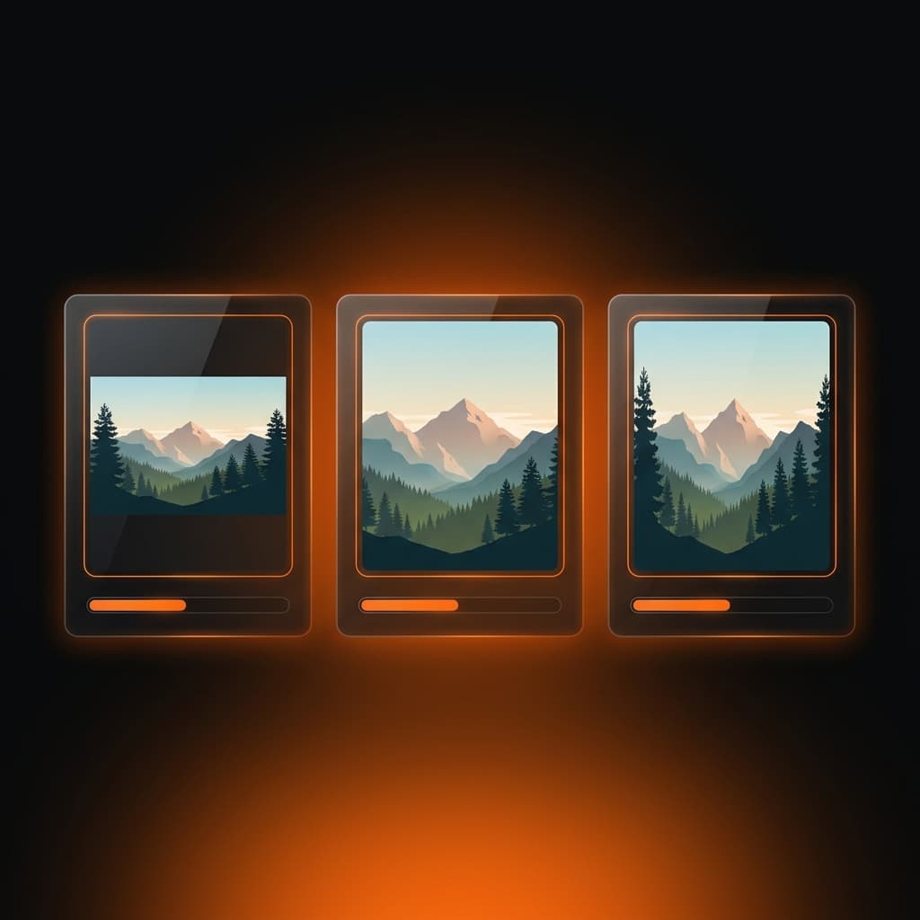 Three cards showing the same image displayed in Contain, Cover, and Fill modes