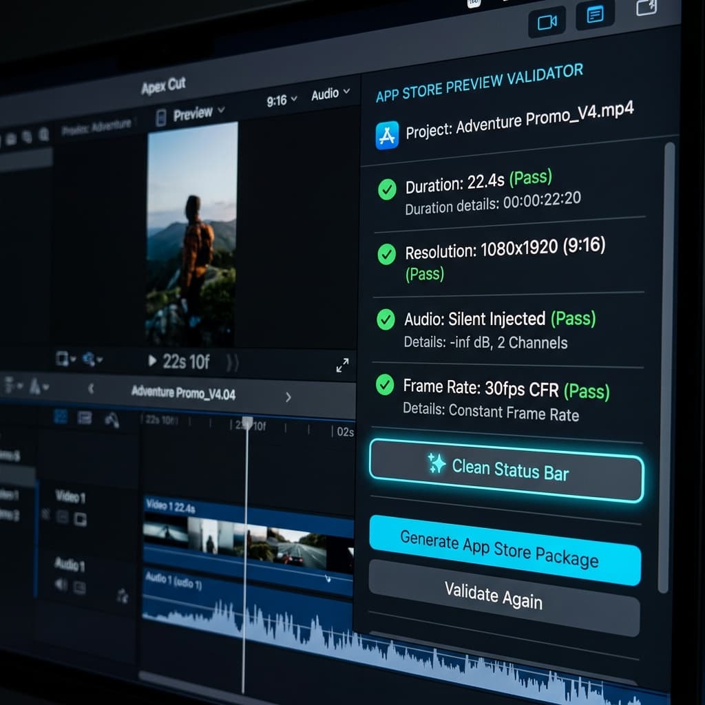 Supercharge simulator recording with the App Store Previews Validator and Clean Status bar