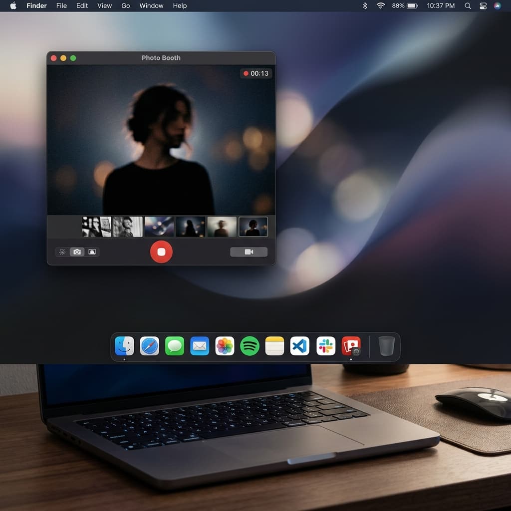 Photo Booth over macOS desktop