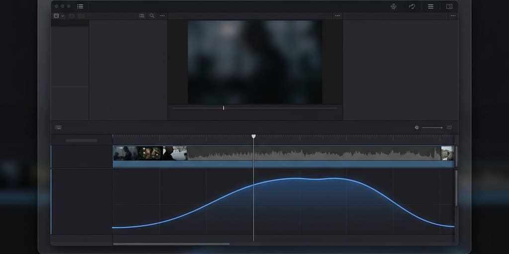 DaVinci Resolve Mac interface timeline showing a video clip with a blue Retime Curve graph below it demonstrating a speed ramp
